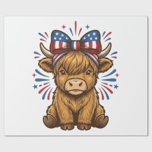 Patriotic Highland Cow Bow Vector Design (2)_1 Wrapping Paper
