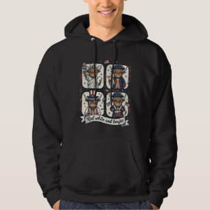 Patriotic Highland Cow Red White and Boujee Hoodie