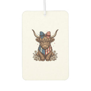 Patriotic Highland Cow Vintage Air Freshener
