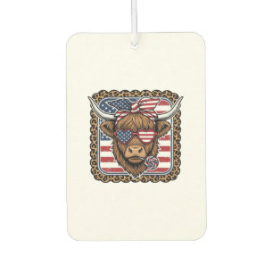 Patriotic Highland Cow Vintage Engraving Design (2 Air Freshener