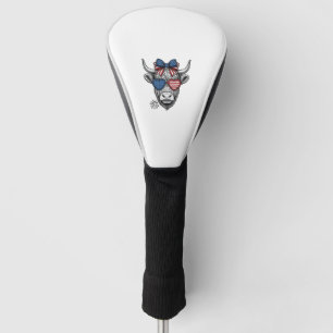 Patriotic Highland Cow Vintage Engraving Shirt_1 Golf Head Cover