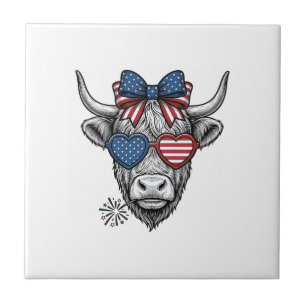 Patriotic Highland Cow Vintage Engraving Shirt_1 Tile