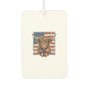 Patriotic Highland Cow Vintage Engraving Shirt Des Air Freshener