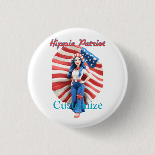 Patriotic Hippie Girl Thunder_Cove 1 Inch Round Button