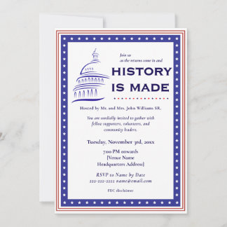 Patriotic "History Is Made" Election Watch Party Invitation