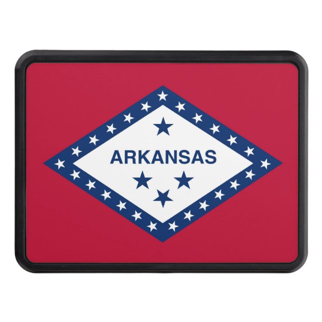 Patriotic hitch cover with Flag of Arkansas (Front)