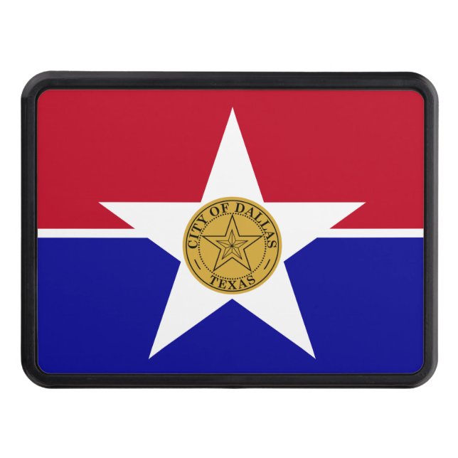 Patriotic hitch cover with Flag of Dallas (Front)