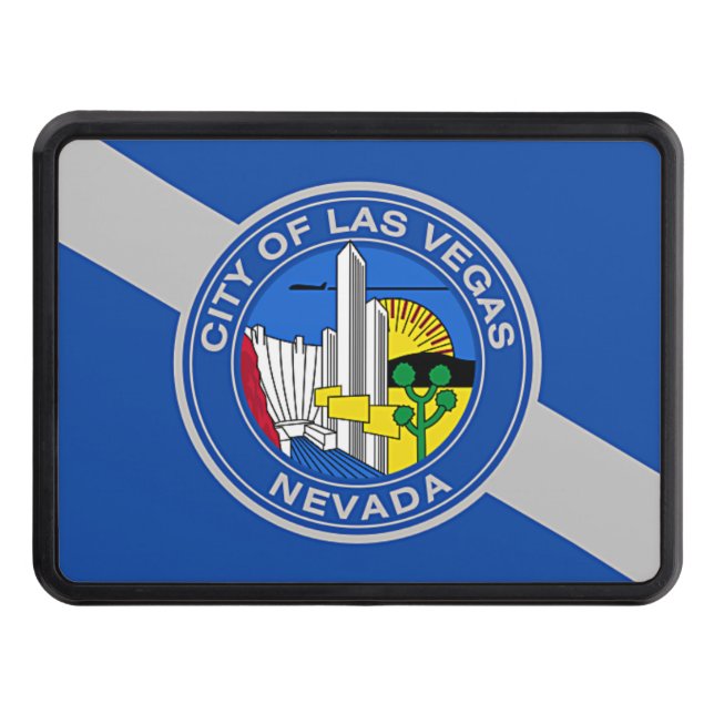 Patriotic hitch cover with Flag of Las Vegas (Front)