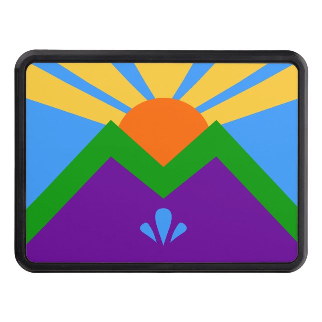 Patriotic hitch cover with Flag of Manitou Springs (Front)