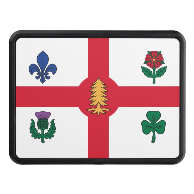Patriotic hitch cover with Flag of Montreal (Front)