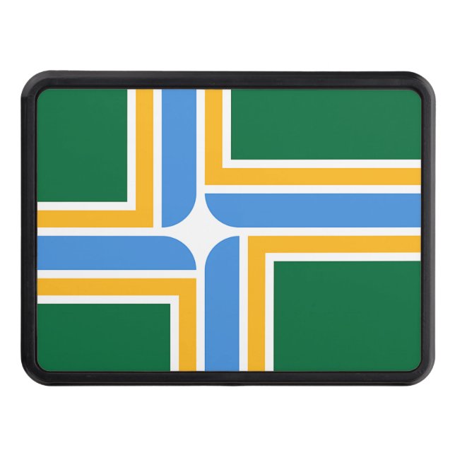 Patriotic hitch cover with Flag of Portland (Front)