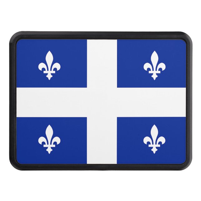 Patriotic hitch cover with Flag of Quebec (Front)