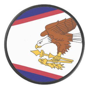 Patriotic hockey puck with flag of American Samoa