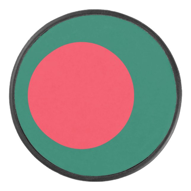 Patriotic hockey puck with flag of Bangladesh (Front)