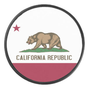 Patriotic hockey puck with flag of California