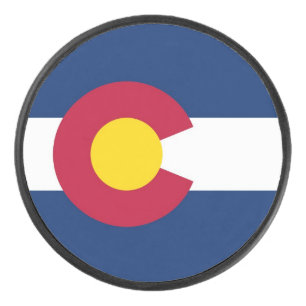 Patriotic hockey puck with flag of Colorado