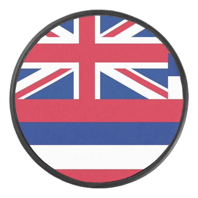 Patriotic hockey puck with flag of Hawaii (Front)