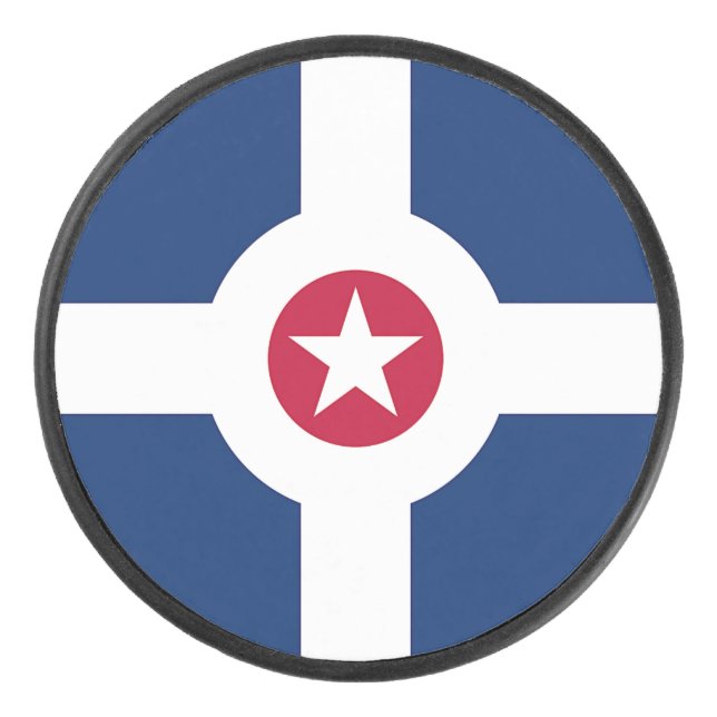 Patriotic hockey puck with flag of Indianapolis (Front)