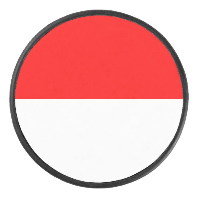 Patriotic hockey puck with flag of Indonesia (Front)