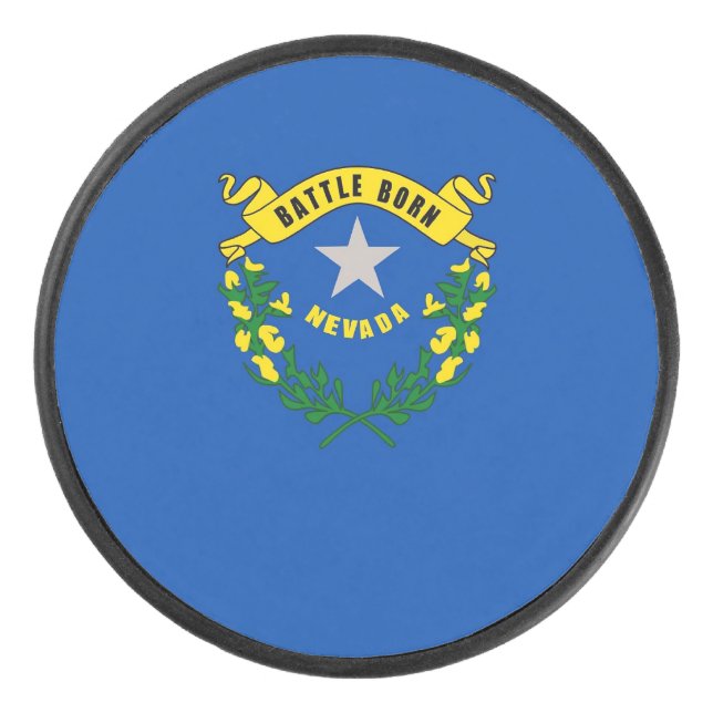 Patriotic hockey puck with flag of Nevada (Front)