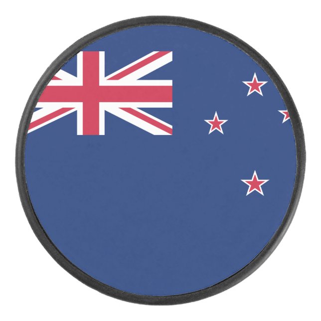 Patriotic hockey puck with flag of New Zealand (Front)
