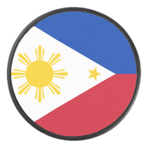 Patriotic hockey puck with flag of Philippines