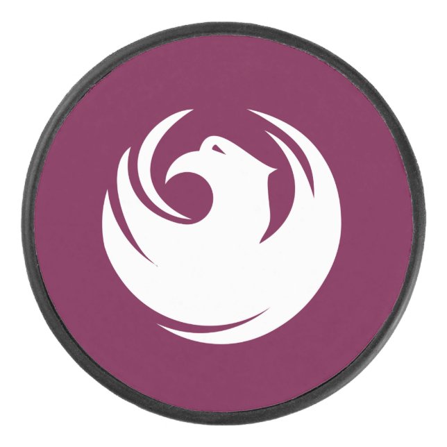 Patriotic hockey puck with flag of Phoenix City (Front)