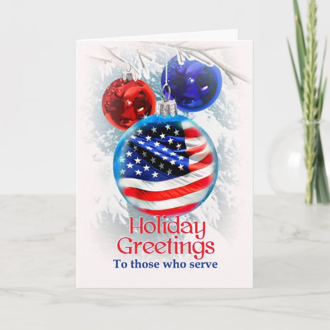 Patriotic Holiday Greetings to Serviceman Card (Front)