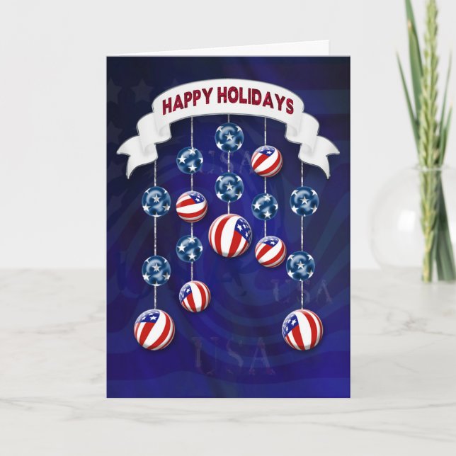 PATRIOTIC HOLLIDAYS/CHRISTMAS GREETING - BALLS HOLIDAY CARD (Front)