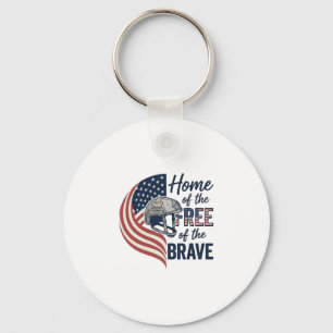 Patriotic Home of the Free Brave Helmet Shirt_1 Keychain