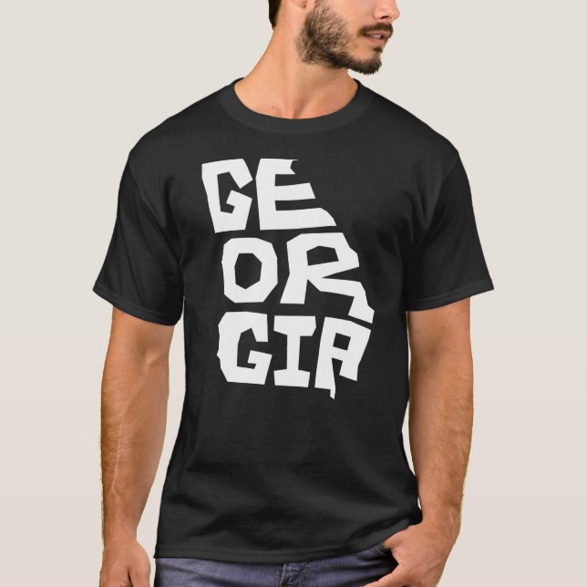 Patriotic Home State Map Of Georgia Text Shape T-Shirt (Front)