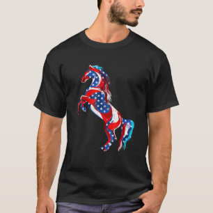 Patriotic Horse American Flag 4th Of July Usa T-Shirt