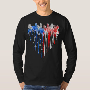 Patriotic Horse American Flag Heart 4th Of July Ho T-Shirt