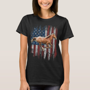 Patriotic Horse American Flag Horseback Riding Far T-Shirt