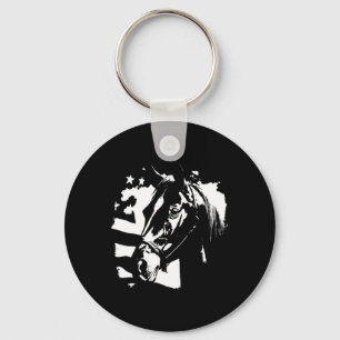 Patriotic Horse American Flag Horseback Riding Wes Keychain