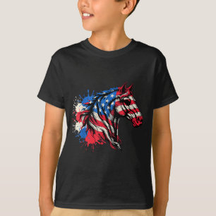 Patriotic horse american flag splash art Patriotic T-Shirt