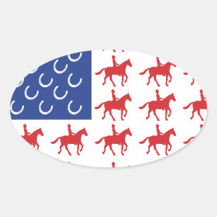 Patriotic Horse and Rider Oval Sticker