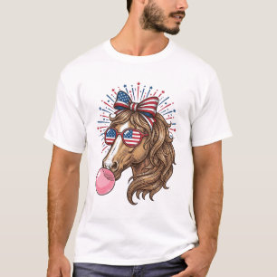 Patriotic Horse Bubble Gum Vintage Vector Shirt De