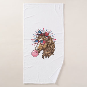 Patriotic Horse Bubble Gum Vintage Vector Shirt De Bath Towel