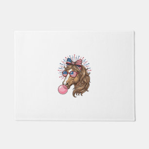 Patriotic Horse Bubble Gum Vintage Vector Shirt De Doormat