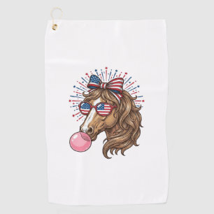 Patriotic Horse Bubble Gum Vintage Vector Shirt De Golf Towel