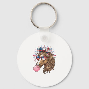 Patriotic Horse Bubble Gum Vintage Vector Shirt De Keychain