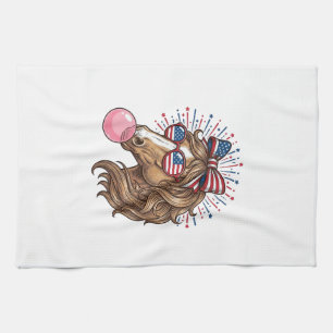 Patriotic Horse Bubble Gum Vintage Vector Shirt De Kitchen Towel