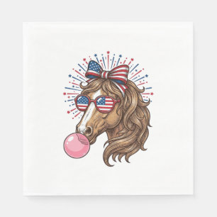 Patriotic Horse Bubble Gum Vintage Vector Shirt De Napkin
