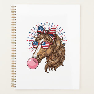 Patriotic Horse Bubble Gum Vintage Vector Shirt De Planner