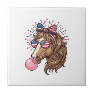Patriotic Horse Bubble Gum Vintage Vector Shirt De Tile