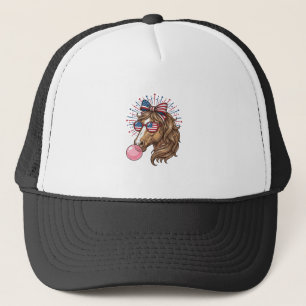 Patriotic Horse Bubble Gum Vintage Vector Shirt De Trucker Hat