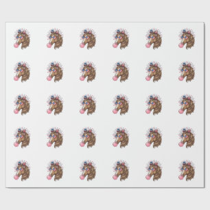 Patriotic Horse Bubble Gum Vintage Vector Shirt De Wrapping Paper