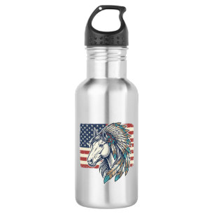 Patriotic Horse Flag Vintage Vector T-Shirt Design 532 Ml Water Bottle