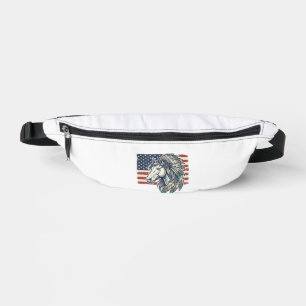 Patriotic Horse Flag Vintage Vector T-Shirt Design Fanny Pack